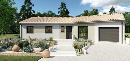 Plan de maison Surface terrain 80 m2 - 3 pièces - 3  chambres -  avec garage 