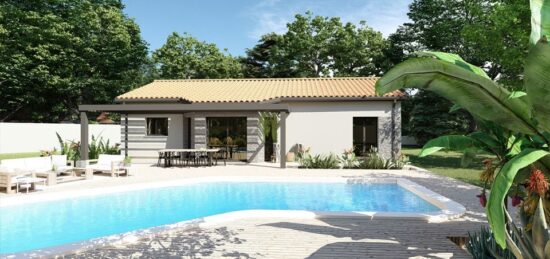 Plan de maison Surface terrain 100 m2 - 5 pièces - 3  chambres -  avec garage 